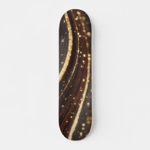 Skateboard Grano de madera oscura de nuez negra con ríos dora
