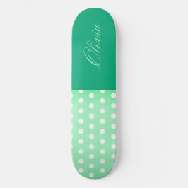 Skateboard Green-cyan Poka Dot