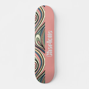 Skateboard Green sabio, Rubor Rosa, Dusty Blue Retro Swirl