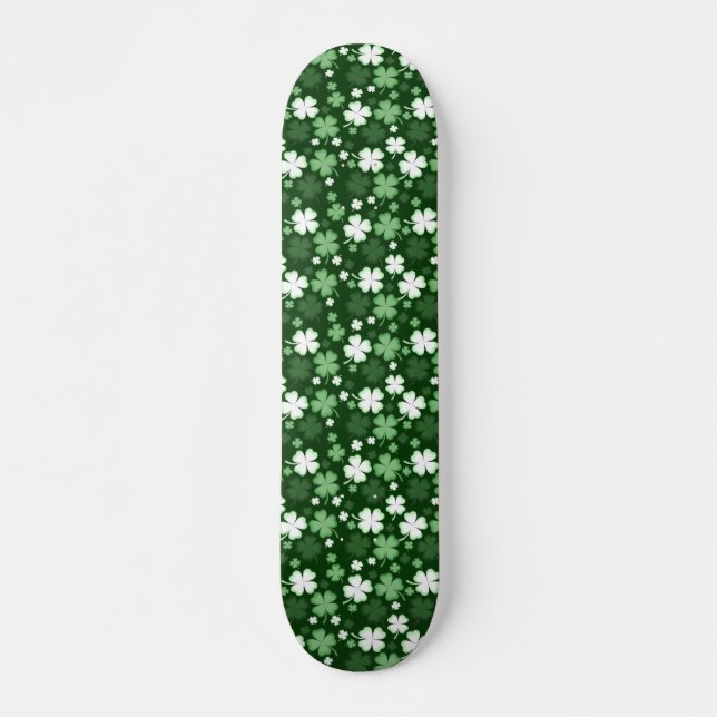 Skateboard Green Shamrock, St. Patrick's Day (Anverso )
