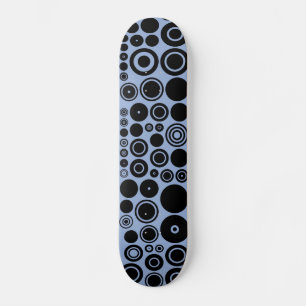 Skateboard Gris azul, patrón de círculo retro negro