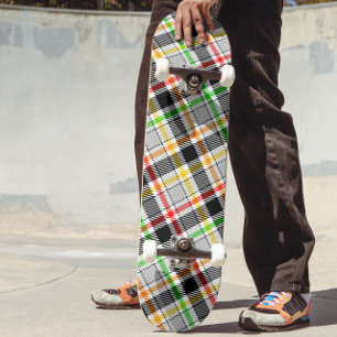 Skateboard Gris Ceniza Negro Multicolor Franela Cuadros Tartá