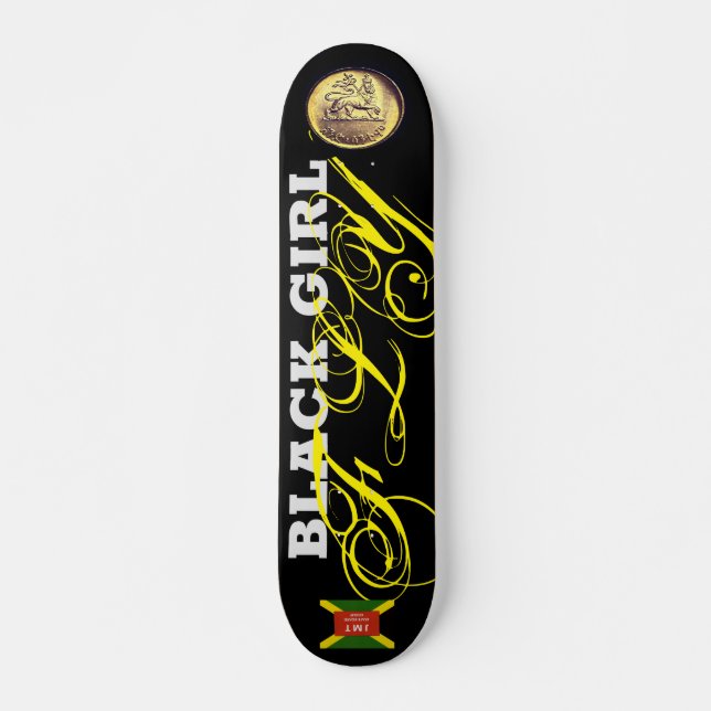 Skateboard GRIS CHICA NEGRO, 77/7" Deck (Anverso )
