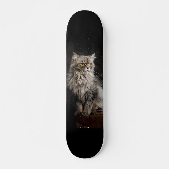 Skateboard Gris Fluffy Cat (Anverso )