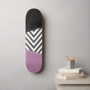 Skateboard Gris Zigzag, Gris Chevron, Zigzag Pattern, Púrpura