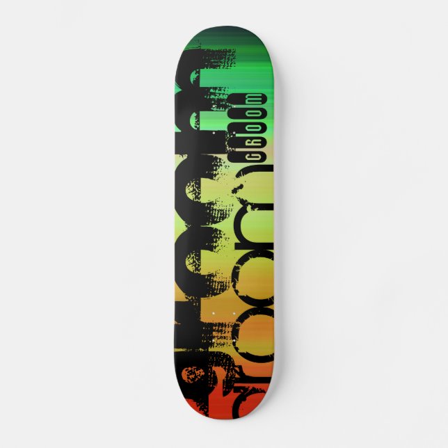 Skateboard Groom; verde vibrante, Naranja y amarillo (Anverso)