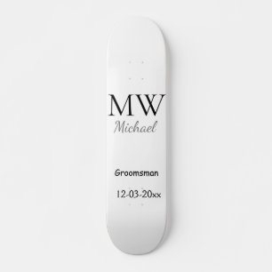 Skateboard groomsman minima simple personalizado con nombre e