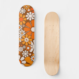 Skateboard Groovy 70 Flores retro Marrón y Naranja con inicia