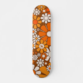 Skateboard Groovy 70 Flores retro Marrón y Naranja con inicia