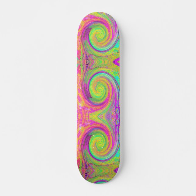 Skateboard Groovy Abstract Púrpura y Amarillo líquido Swirl (Anverso )