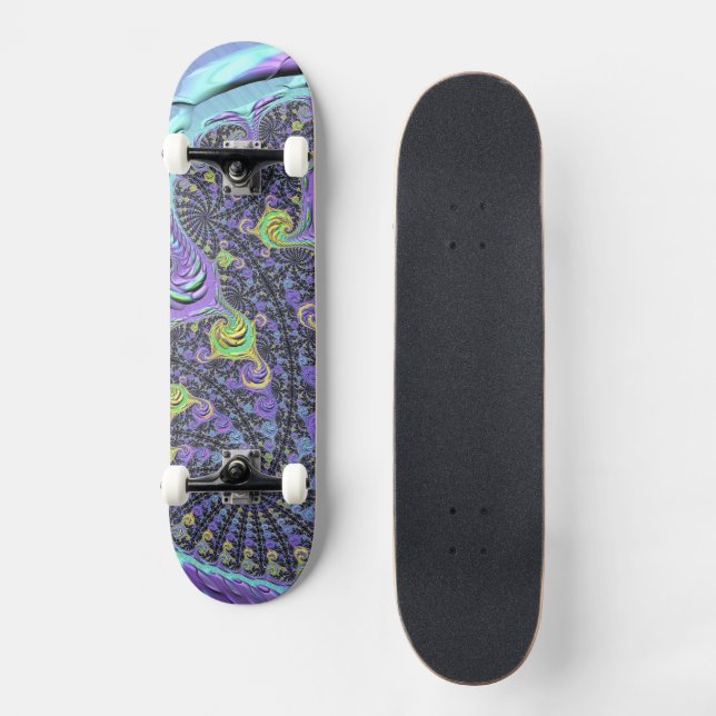 Skateboard Groovy Boho Hippie Funky Abstracto Fractal Colorid (Anverso)
