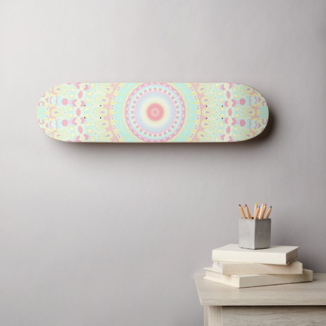 Skateboard Groovy Colorful Hippie Mandala (Arte de pared (horz))