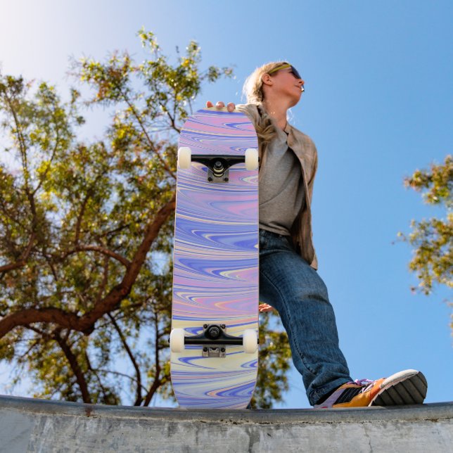 Skateboard Groovy Ecléctico Quirky Ondulado Pastel Abstracto (Exterior 1)