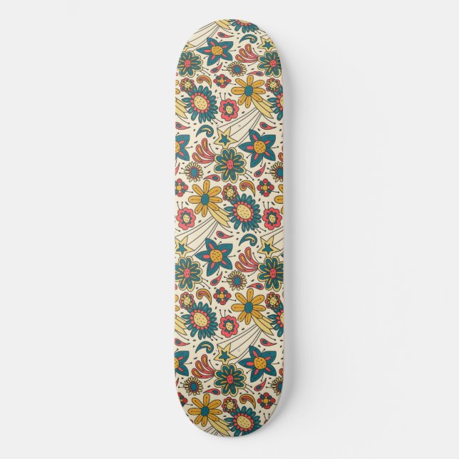 Skateboard groovy floral pattern  (Anverso)