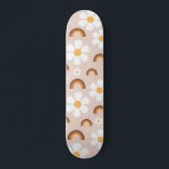 Skateboard Groovy Hippie Daisy & Terracota Rainbow de Retro 7<br><div class="desc">Este fresco patinaje con un patrón retro de margarita y arco iris de terracota sería un regalo maravilloso para alguien a quien le encanta patinar.</div>