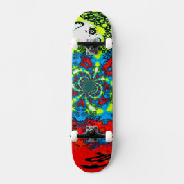 Skateboard Groovy Red Blue Yellow Resumen Arte Espiral