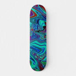 Skateboard Groovy Resumen de arte retro en azul y rojo