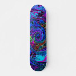Skateboard Groovy Resumen Retro Azul y Púrpura Swirl