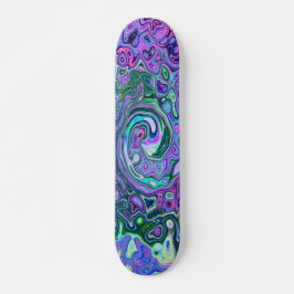 Skateboard Groovy Resumen Retro Green y Purple Swirl