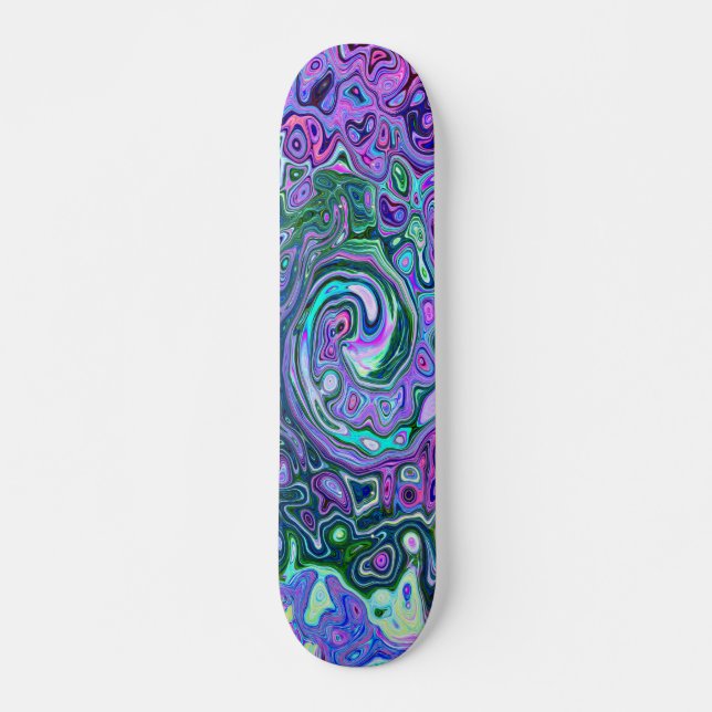 Skateboard Groovy Resumen Retro Green y Purple Swirl (Anverso )