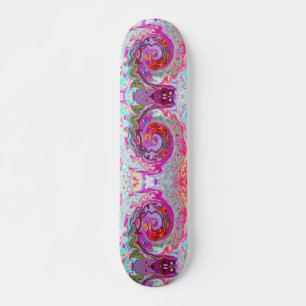 Skateboard Groovy Resumen Retro Pink caliente y Blue Swirl