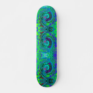 Skateboard Groovy Resumen Swirl Retro Verde y Azul