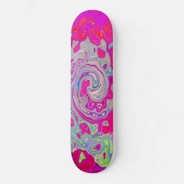 Skateboard Groovy Resumen Verde azulado Azul y Rojo Swirl (Anverso)