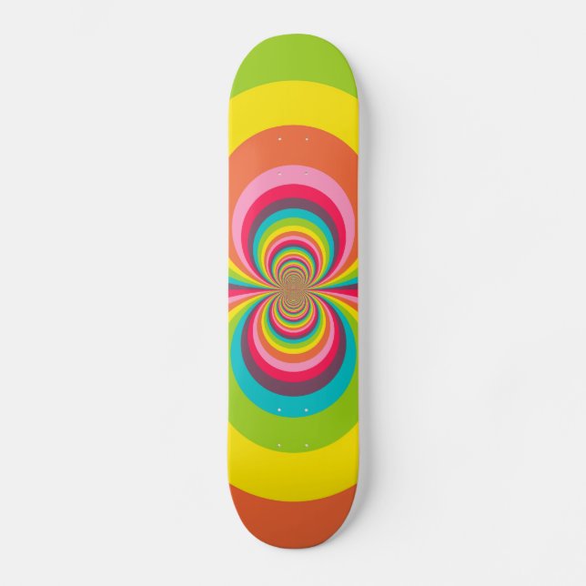 Skateboard Groovy Retro Hippie Vintage Arcoiris Kaleidoscope (Anverso)