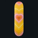 Skateboard Groovy Retro Layered Heart<br><div class="desc">Diseño de ráfagas de corazón retro. Capas de corazón en naranja,  amarillo,  rosa. Regalos de corazón retro y groovy,  decoración casera.</div>