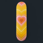 Skateboard Groovy Retro Layered Heart<br><div class="desc">Diseño de ráfagas de corazón retro. Capas de corazón en naranja,  amarillo,  rosa. Regalos de corazón retro y groovy,  decoración casera.</div>