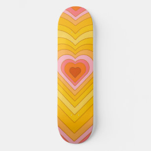 Skateboard Groovy Retro Layered Heart