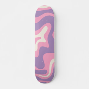 Skateboard Groovy Retro Liquidado Abstract Púrpura Rosa