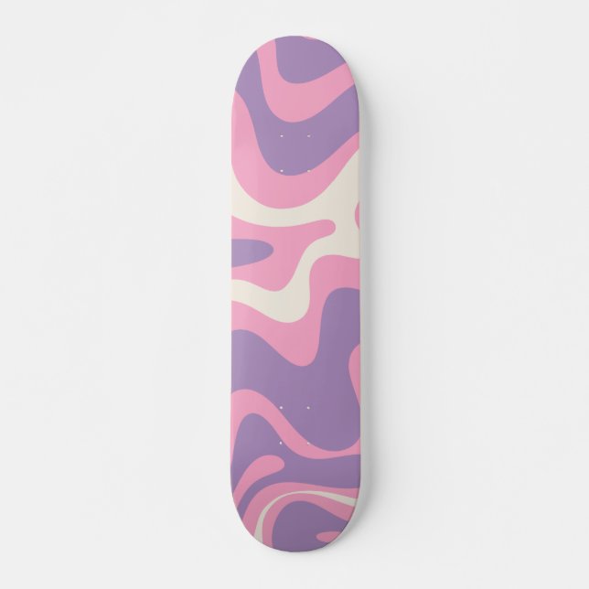 Skateboard Groovy Retro Liquidado Abstract Púrpura Rosa (Anverso )