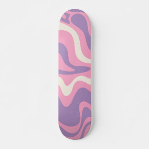 Skateboard Groovy Retro Liquidado Abstract Púrpura Rosa