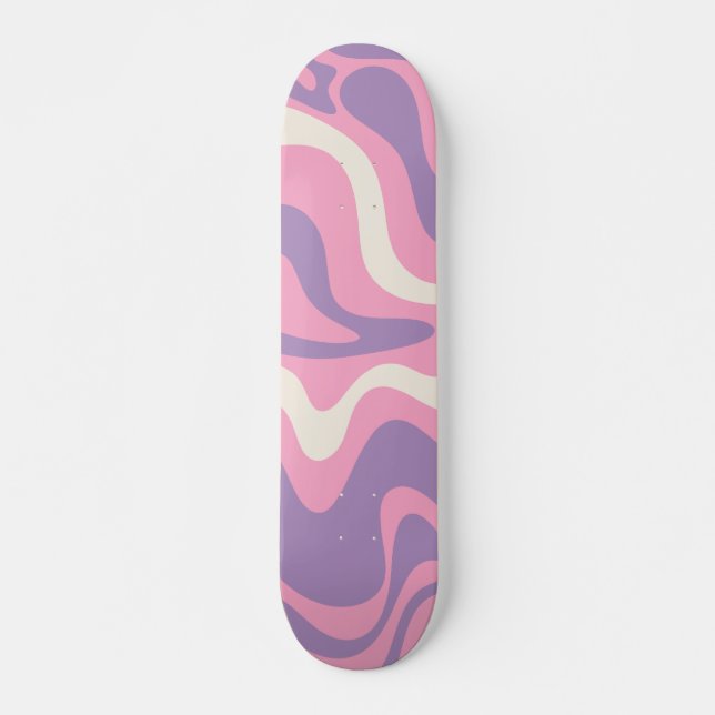 Skateboard Groovy Retro Liquidado Abstract Púrpura Rosa (Anverso )