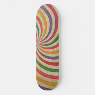 Skateboard Groovy Spiral Sunbeam Ray Swirl Design Grungy