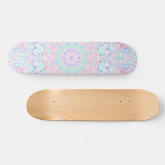 Skateboard Groovy Trippy Retro Boho Hippie Pastel Mandala (Horz)