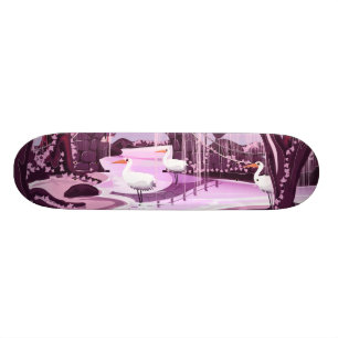 Skateboard Grúas en el jardín coreano