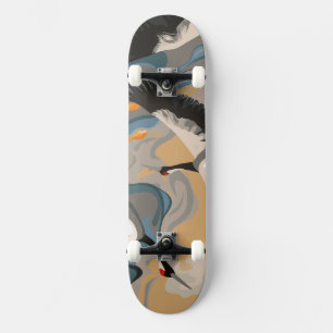 Skateboard Grullas en aumento sobre el río