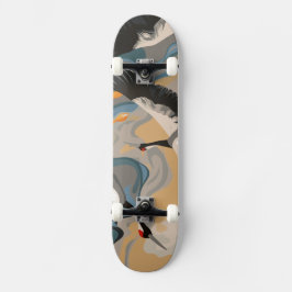 Skateboard Grullas en aumento sobre el río