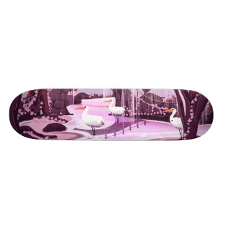 Skateboard Grullas en el jardín coreano