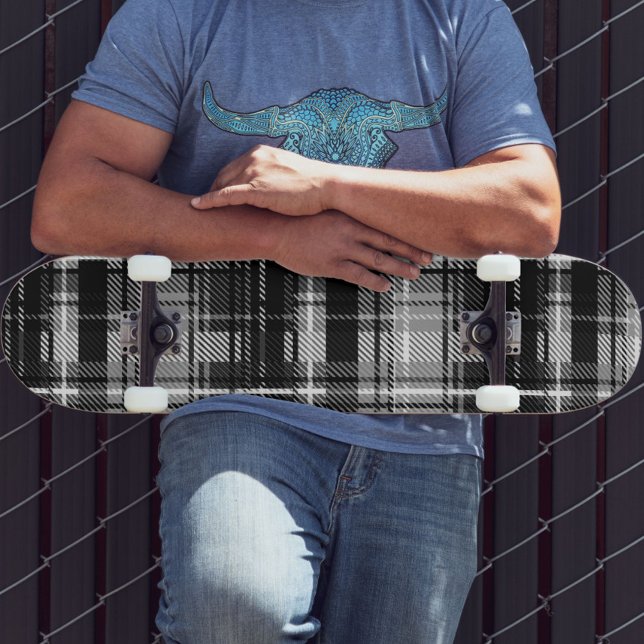 Skateboard Grunde Blanco Negro Flannel Tartán Diseño (Subido por el creador)