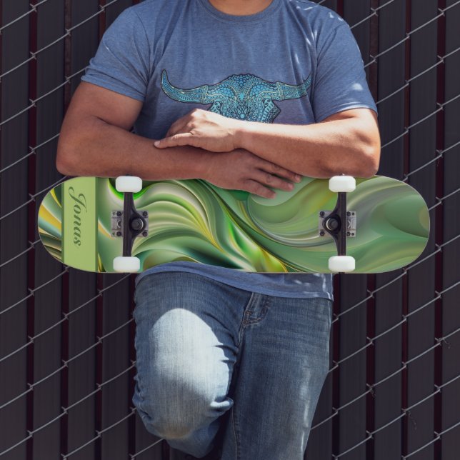 Skateboard grüne Wellenmuster abstrakt (Exterior 3)