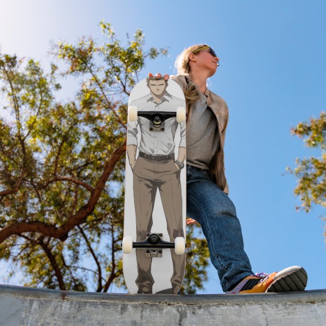 Skateboard Guapo hombre negro anime (Exterior 1)