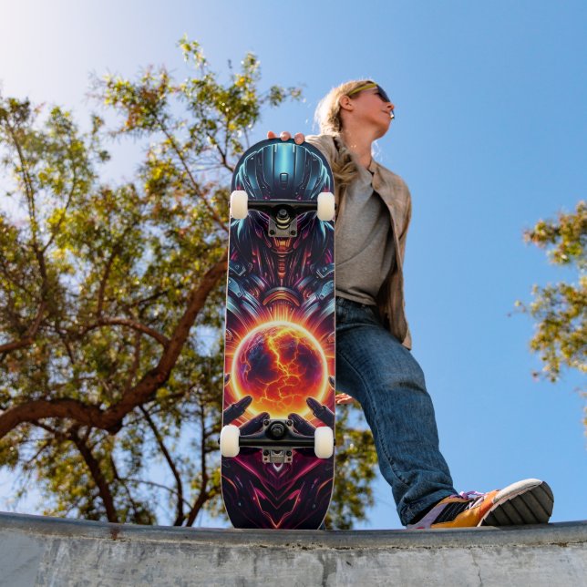 Skateboard Guardián Cósmico Cibernético Abstracto Robot Futur (Exterior 1)