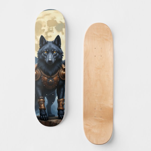 Skateboard Guardian of the Moon – The Black Winged Wolf (Anverso)