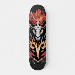 Skateboard Guay Aries en llamas Diseño de Astología Zodiac