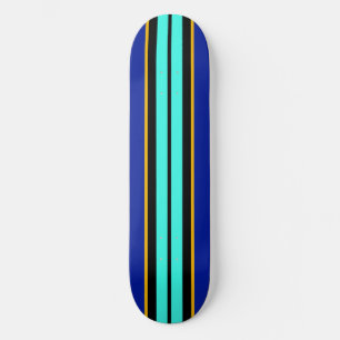Skateboard Guay Black Bright Aqua Royal Blue Carreras Stripes