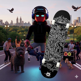 Skateboard Guay Black White Resumen Arte Digital