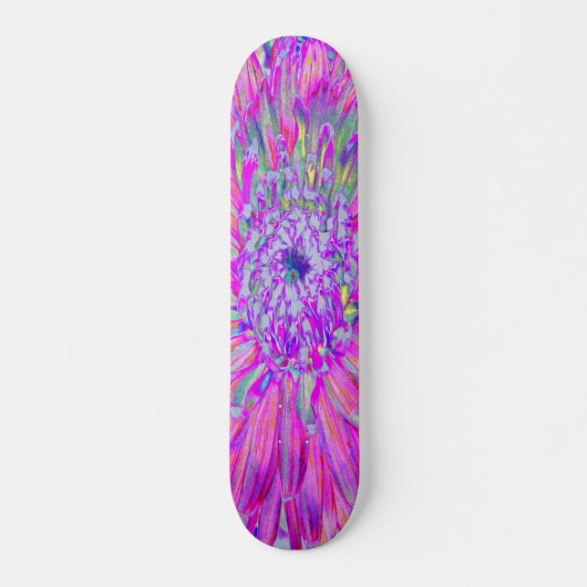 Skateboard Guay Blue y Purple Artsy Dahlia Bloom (Anverso )